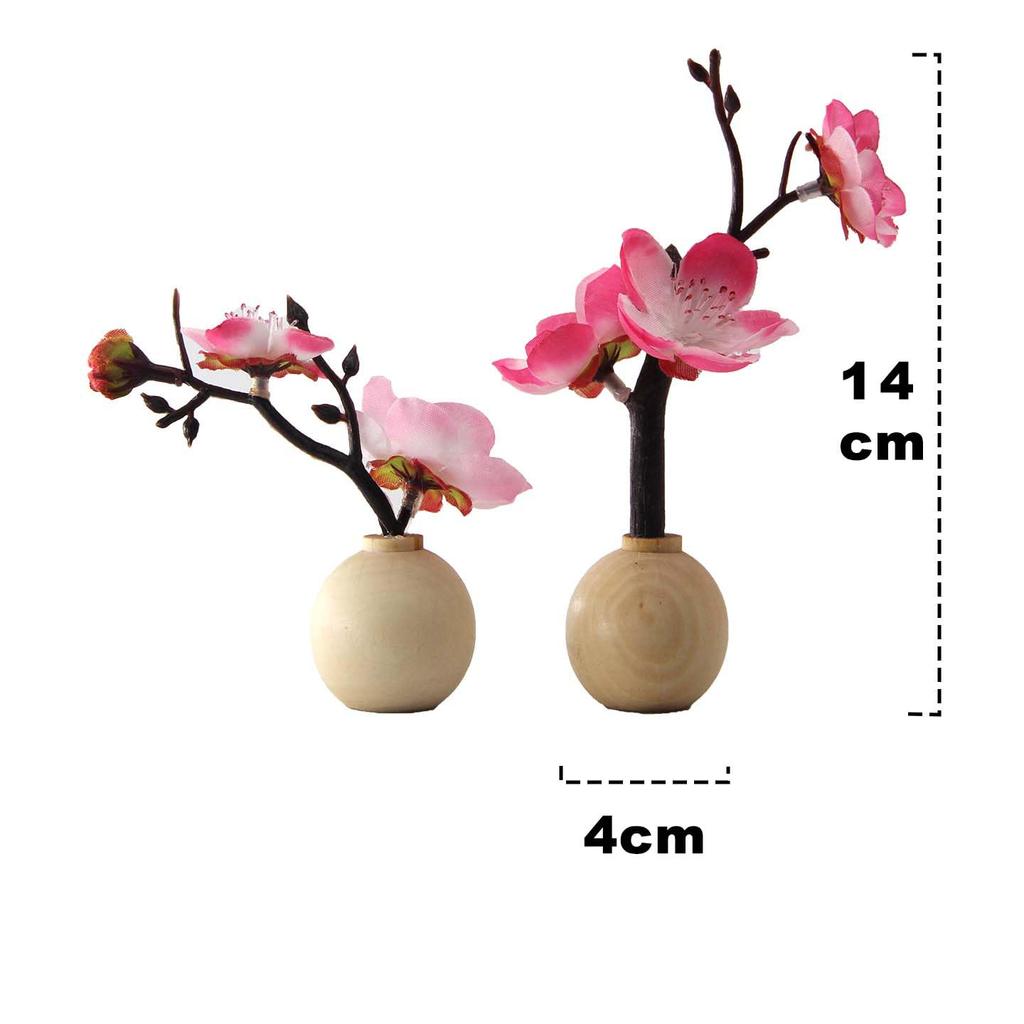 OKBABY Hina Doll Accessories Includes a Pair of Hina Doll Flowers and a Pair of Mochi Rice Perfect for Hinamatsuri Made of Wood Set, Diamond-Shaped