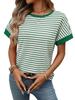 European and American TikTok Summer New Women's Casual Round Neck Splicing Short-sleeved Top T-shirt