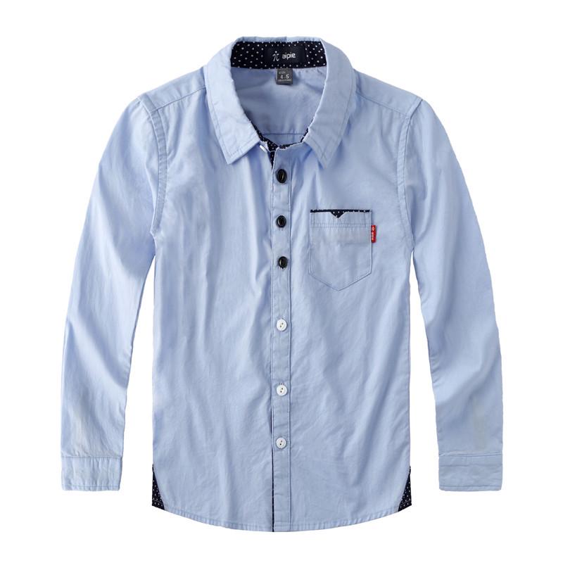Boys Shirt Spring Autumn Kids Solid Color Cotton Long-Sleeved Blouse Teen Children's Clothing