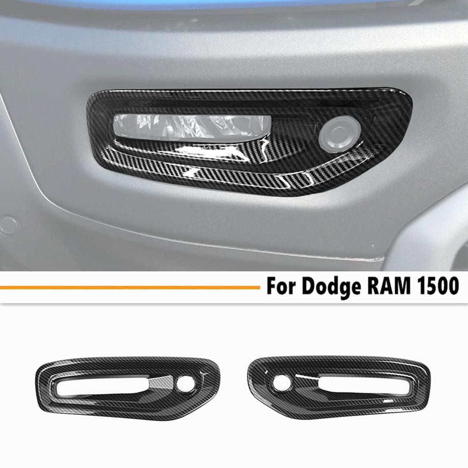 For Dodge Ram 1500 2019-2026 Carbon Fiber Front Fog Light Lamp Decor Cover Trim