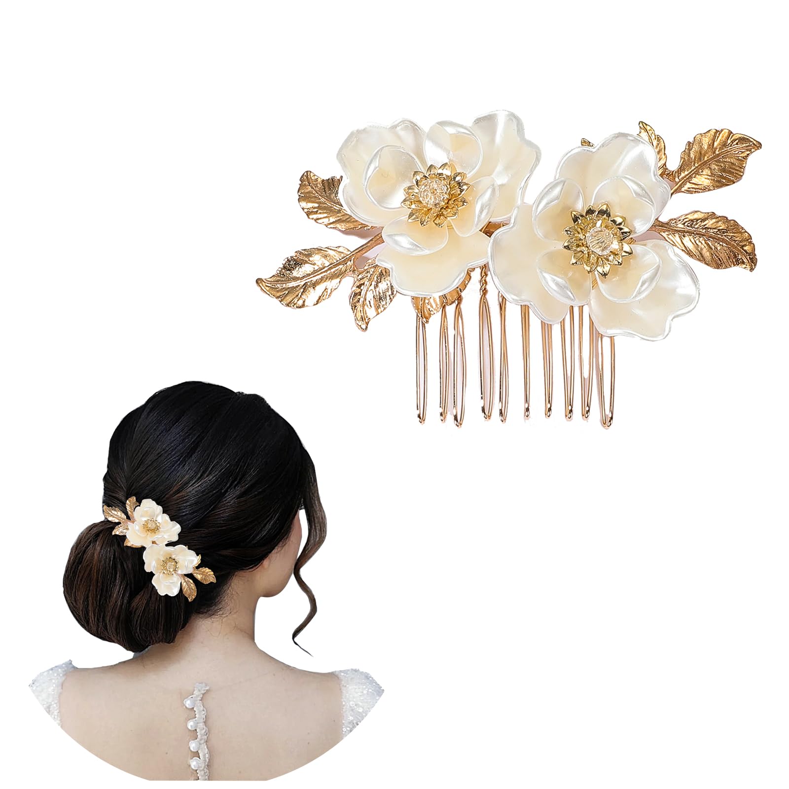 OuJyO Hair Clip, Hair Ornament for Yukata, Kimono, and Other Traditional Japanese Clothing. A luxurious pearl hair clip perfect for weddings,