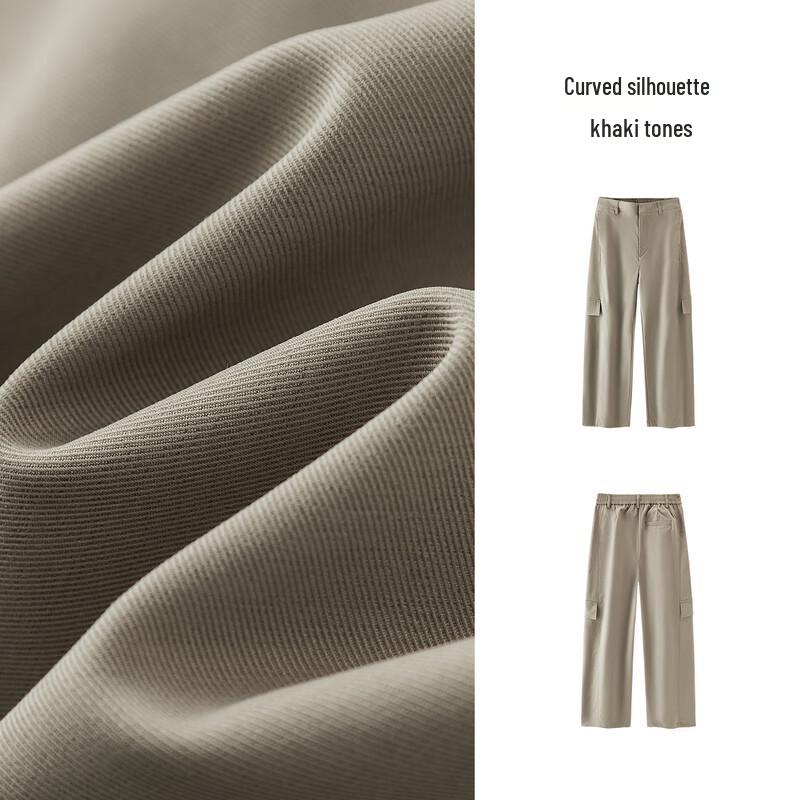 Semir Women's 2025 Fall Loose Cargo Pants with Half Elastic Waist