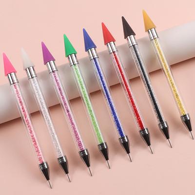 Dual Heads Acrylic Dotting Wax Pen Point Drill Pens Rhinestones Crystal Picking Nail Studs Dotter DIY Point Drill Nail Tools
