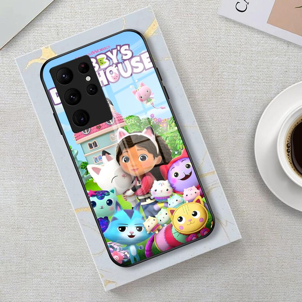 Cartoon Gabbys Dollhouse Phone Case For Samsung S26 S25 Edge Ultra 23 22 21 20 Ultra Plus S24 Fe Glass Cover