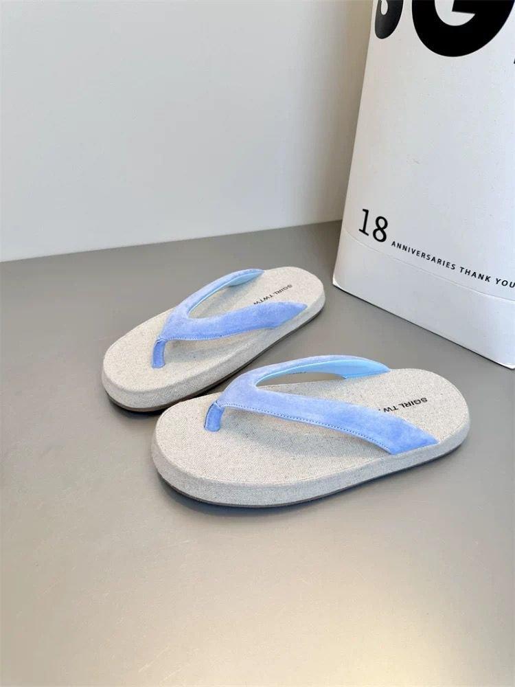 

Soft leather version~ pinched flip-flops women s outer wear 2025 summer new non-slip versatile travel casual shoes slippers 40