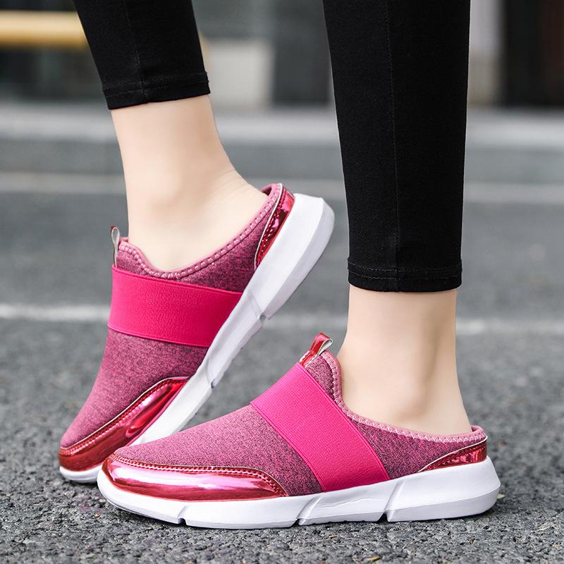 

2025 spring and autumn light cloth half slippers wish casual shoes women s shoes large size cool slippers single shoes 35 темно-сірий