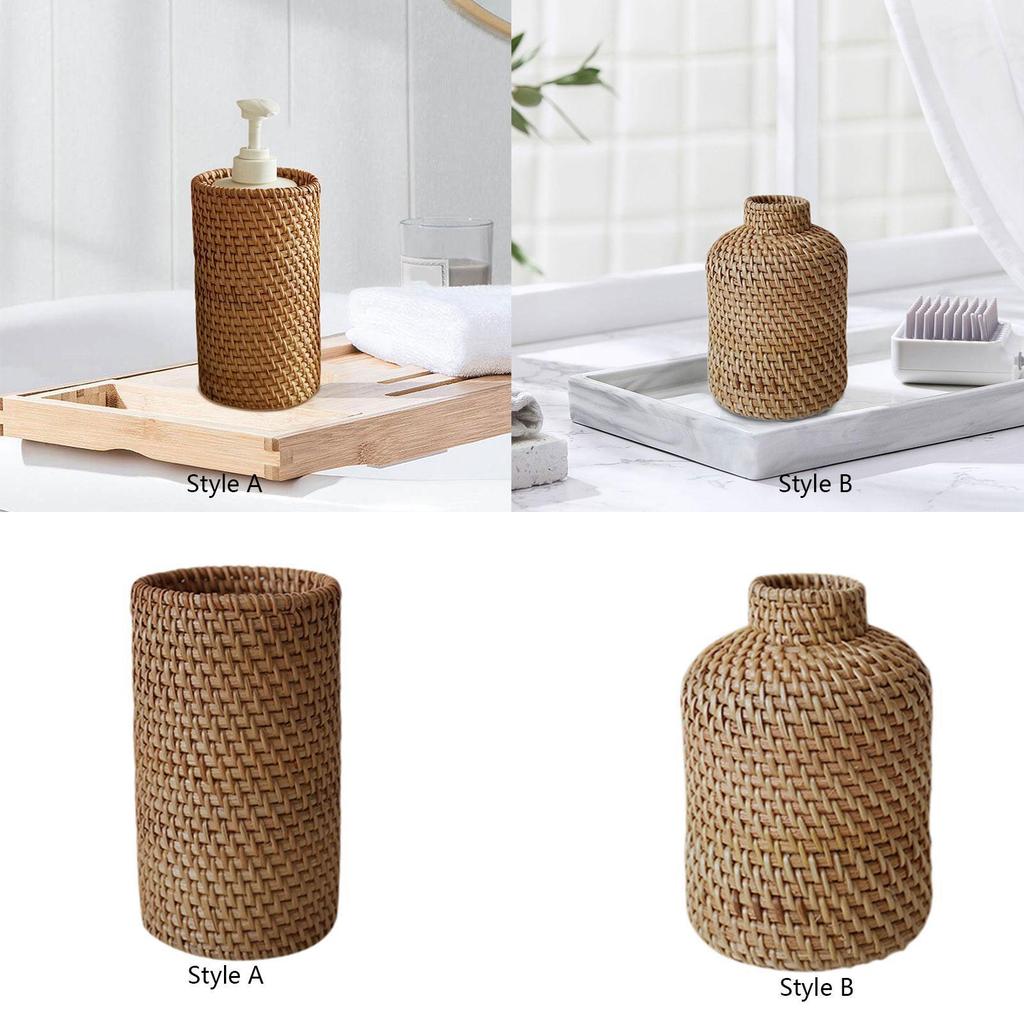 Rattan Blumenvase Tischdekorationen Foto-Requisite Gewebter Pflanztopf Dekorationen für Innen Wohnzimmer Eingangsbereich Schreibtisch Beistelltisch