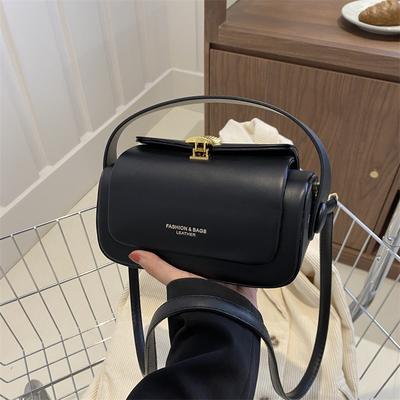Designer's Chic Lock Buckle PU Box Bag  New Women's Light Luxury Letter Crossbody Bags Casual Commuter Handheld Underarm Bag