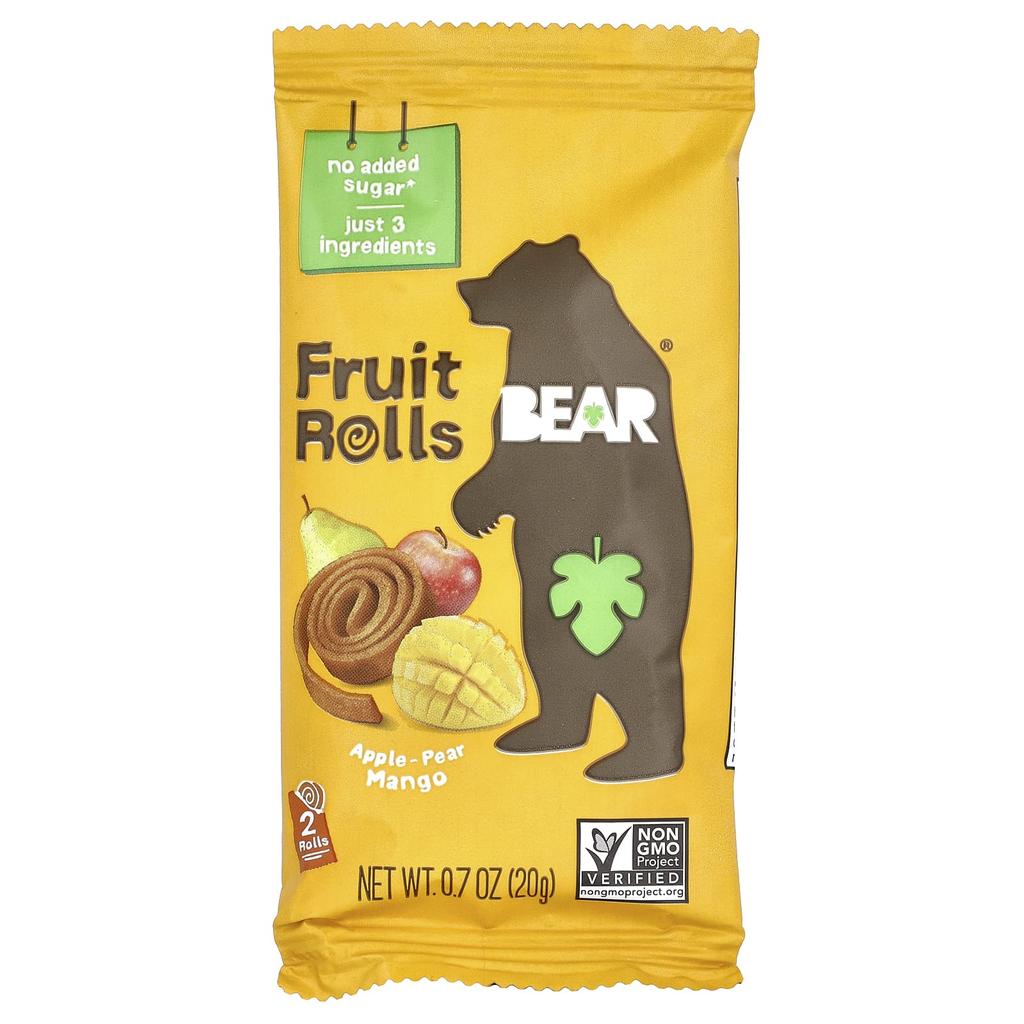 BEAR Fruit Roll, Apple-Pear Mango, 5 Packs, 0.7 Oz (20 G) Each