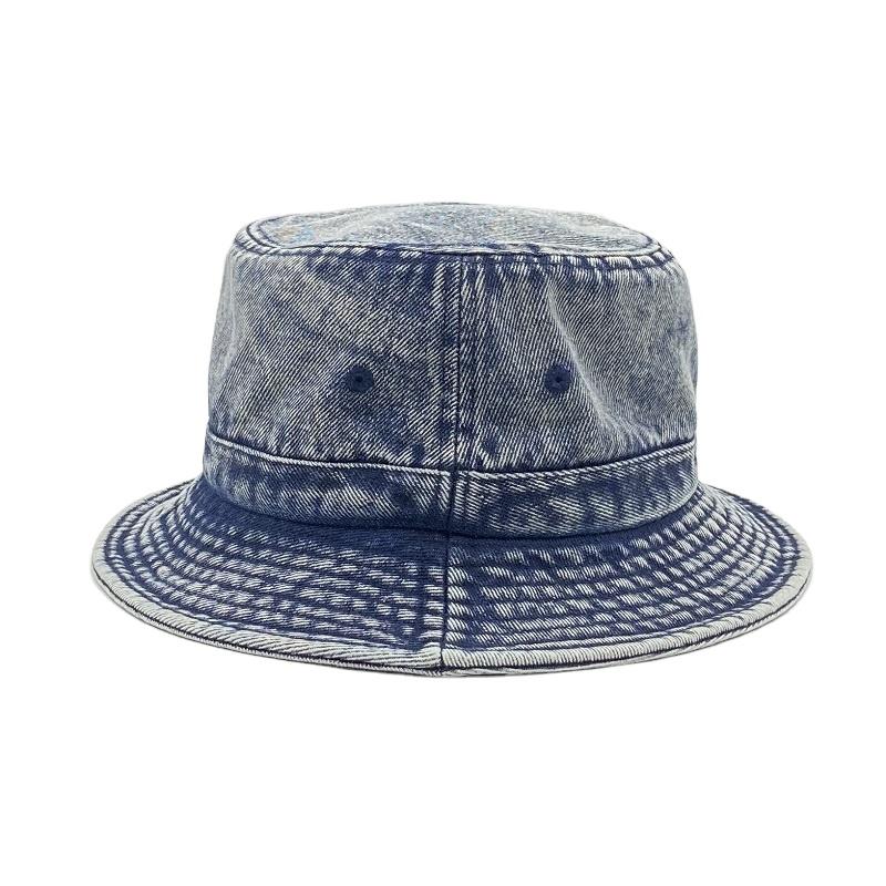 2024 New Design Fashionable Vintage Unisex Casual Fishing Denim Caps Cowboy Washed Denim Jean Bucket Hats