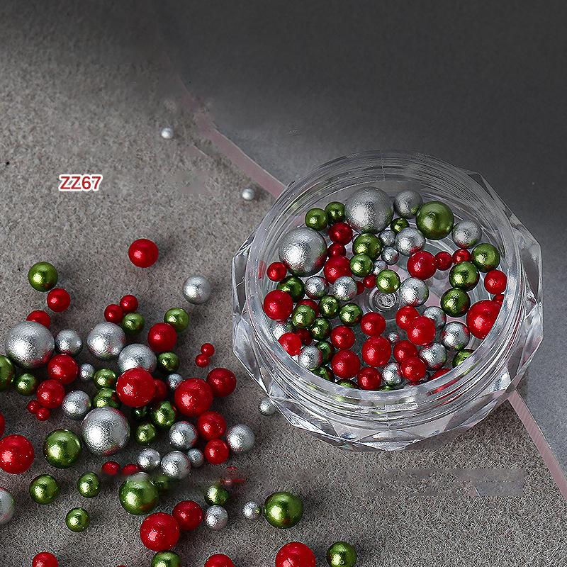 Рождественские смешанные круглые жемчужины разноцветные стереоскопические украшения для ногтей стразы для ногтей шарм аксессуары для ногтей