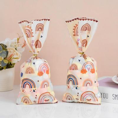 50 Stück Boho Regenbogen Geschenktüten aus Kunststoff für Süßigkeiten, Kekse, Verpackung, Leckerli-Taschen für Hochzeit, Geburtstag, Party, Dekoration, Duschzubehör