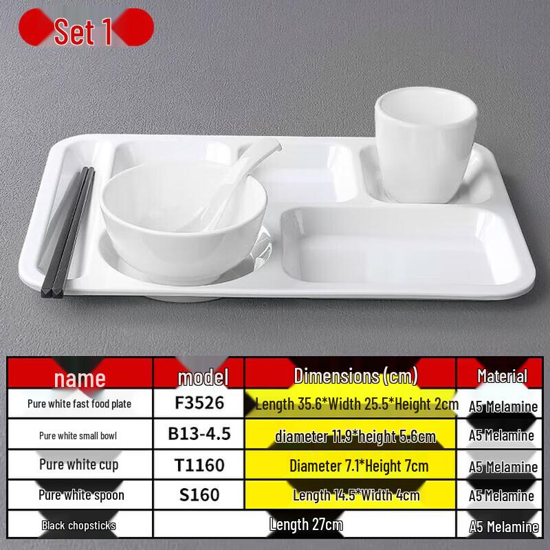 A5 Melamine Four-Compartment Divided Plate
