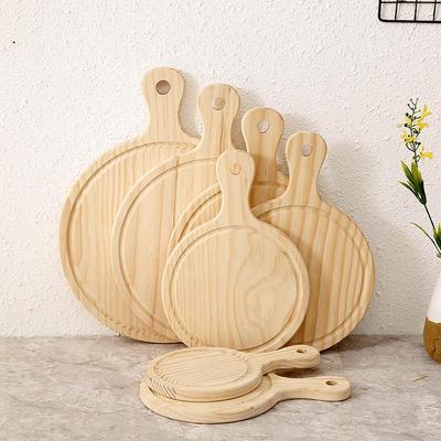 Runde Pizzaschaufel aus Kiefernholz mit 8, 9, 12 Zoll Holzbackgriff & Tablett