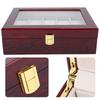 Elegante Holz-Uhrenbox 10 Fächer Rote Schmuckschatulle Luxuriöse Glänzende Vitrine Zuhause