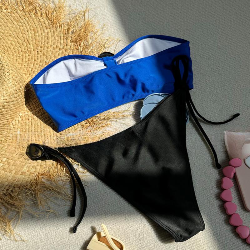 Sexy 3D Flower Strapless Bandeau Bikini Women Swimwear Female Swimsuit Two-pieces Bikini Set High Cut Bathing Suit Swim Lady