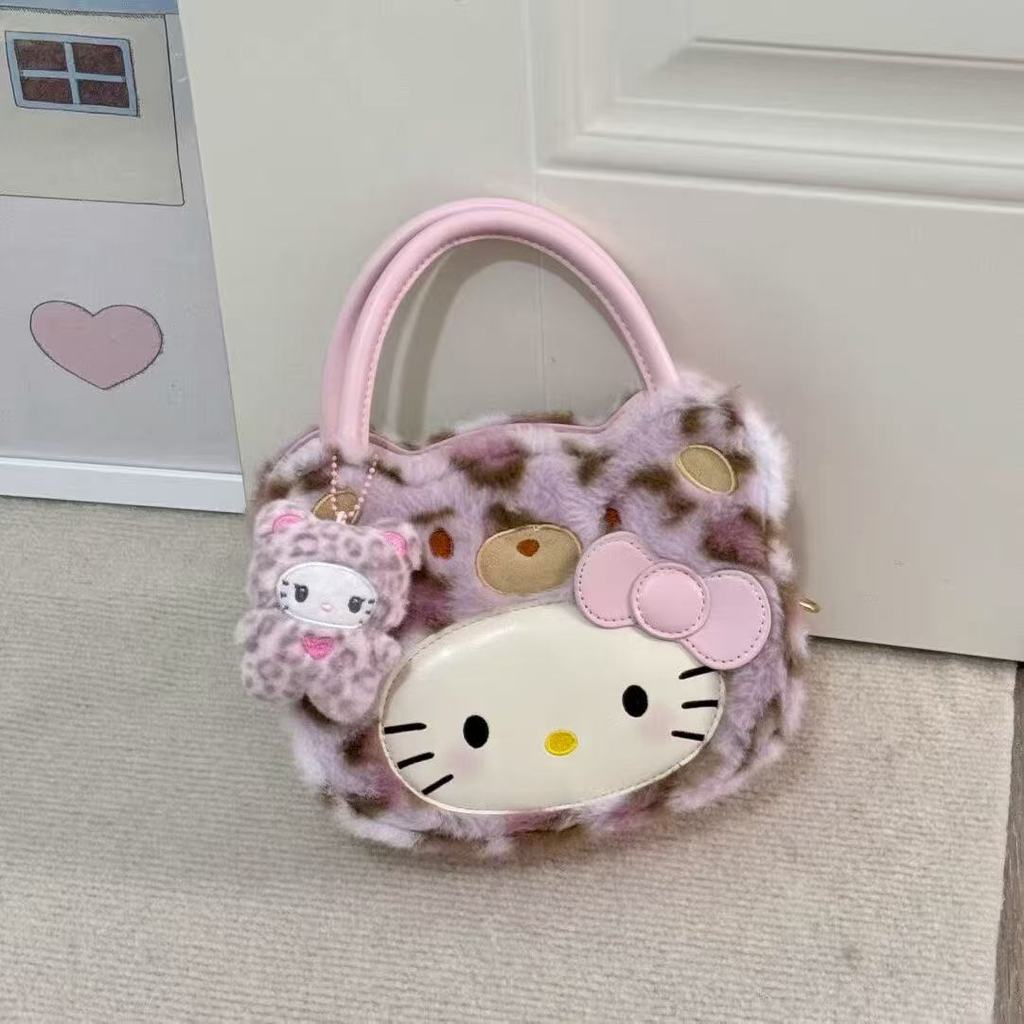 Hello Kitty Retro Leopard Print Shoulder Bag With Pu Material For Daily Use