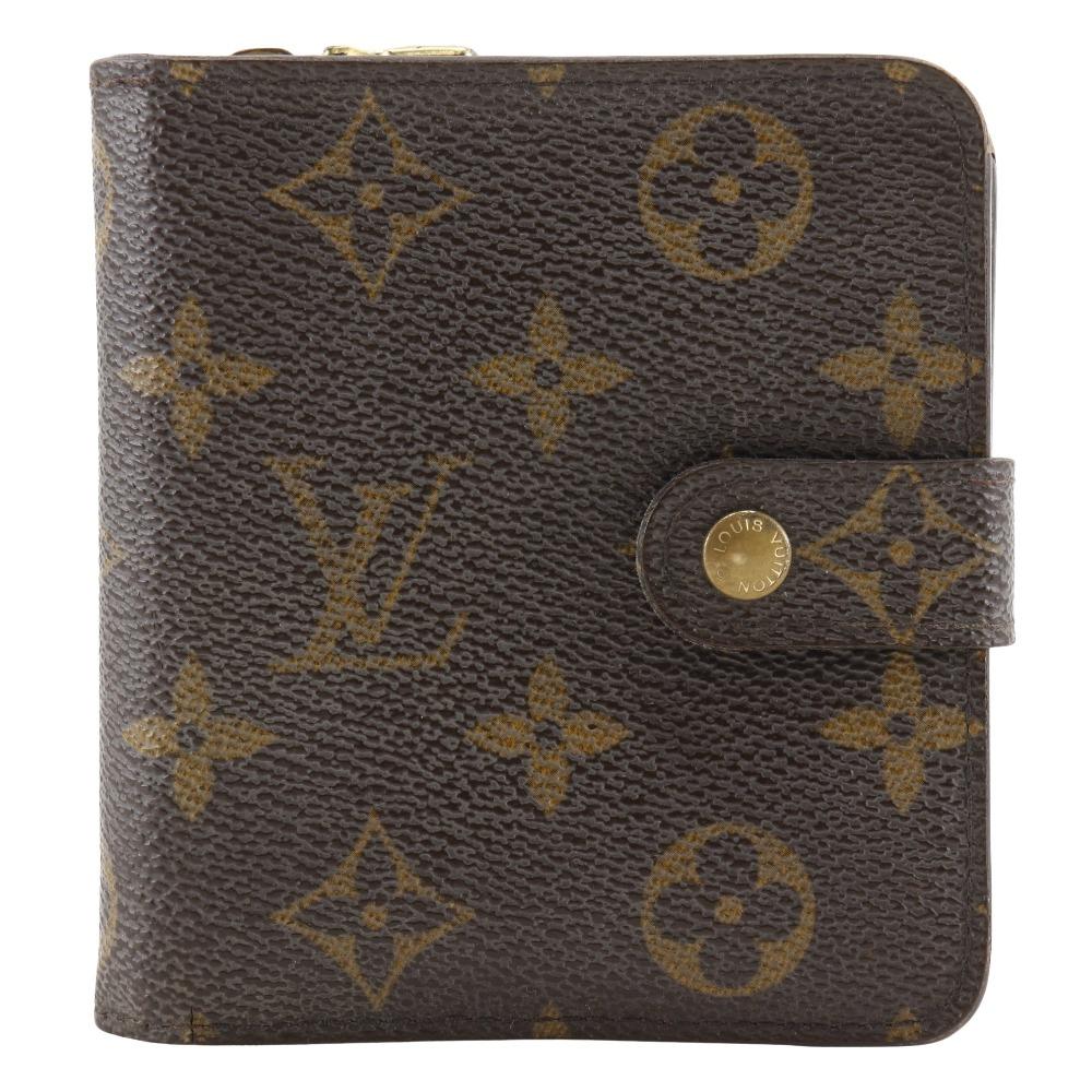 LOUIS VUITTON Compact zip Bi-Fold Wallet M61667 Brown Monogram canvas unisex Used