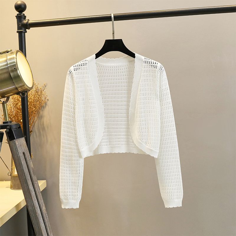 

Sun Protection Thin Rayon Shawl Slip Dress Knitted Cardigan White M