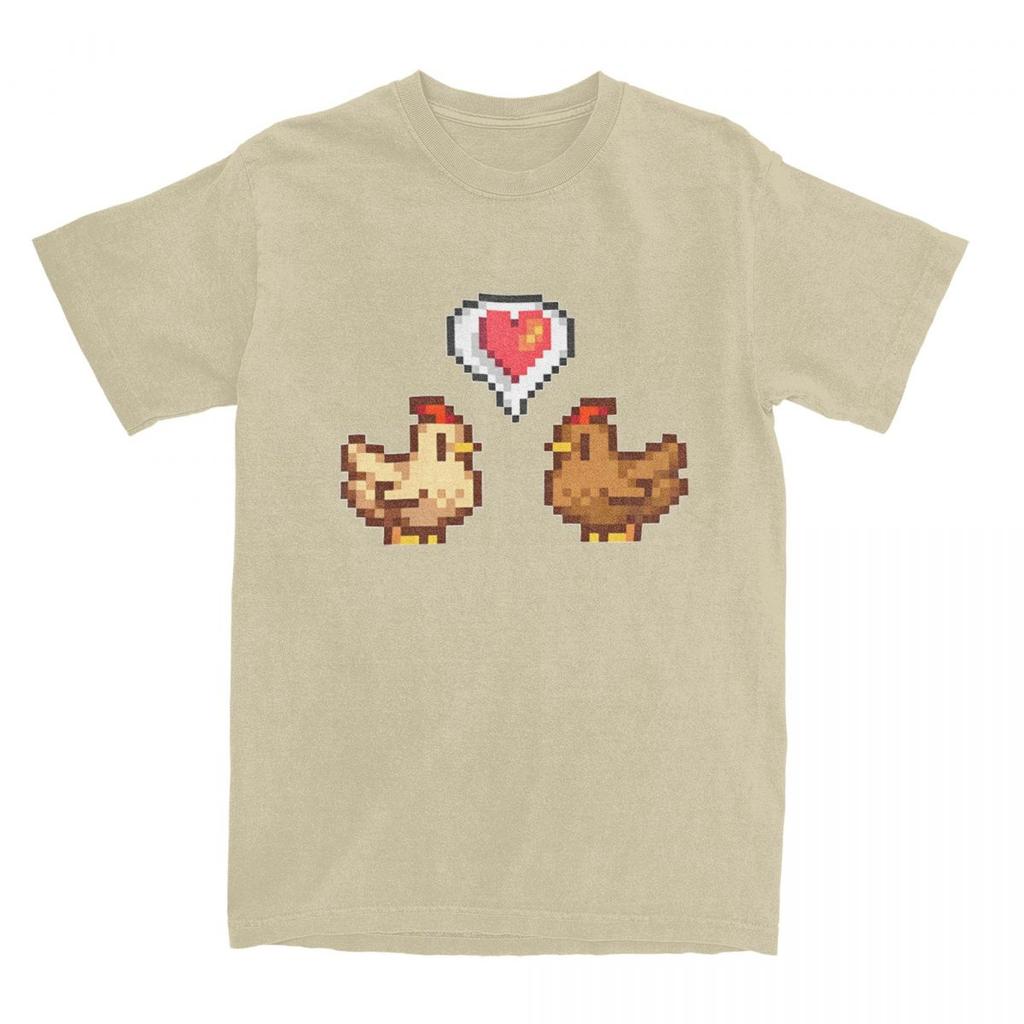 Herre T-skjorte Stardew Valley Kylling Kjærlighet T-skjorter Hip Hop Egendesignet Trykt Grafisk Strand T-skjorter Vintage Bomullstopper Pluss