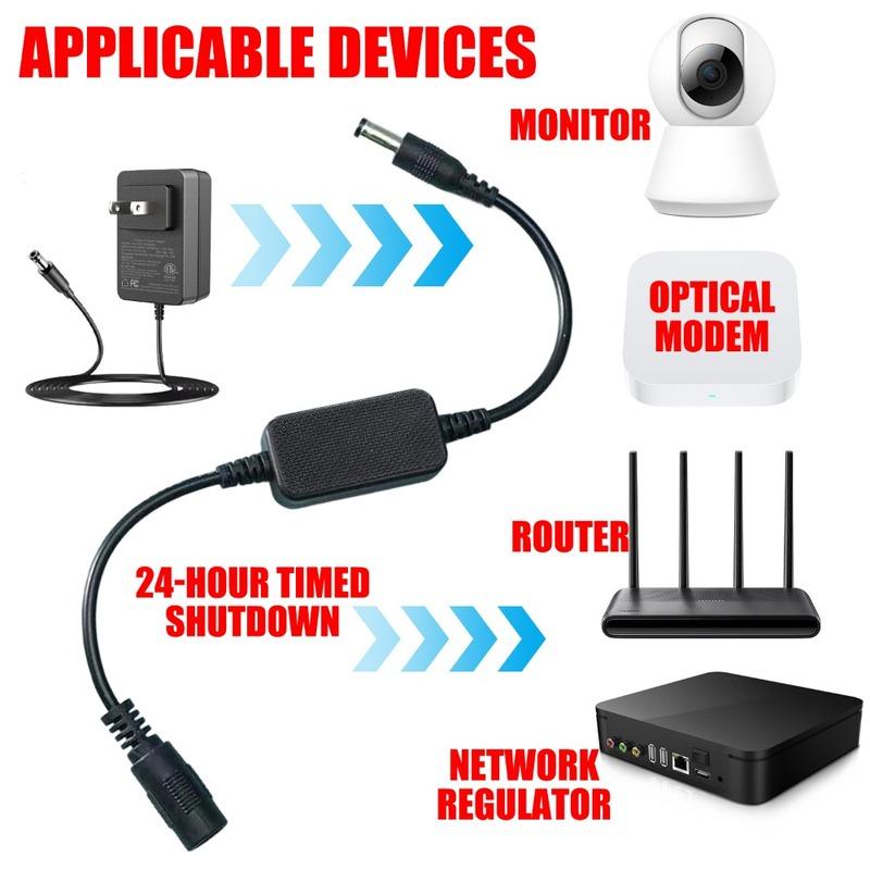 Router Reboot Cable WiFi Auto Restarter Timing 24H Power-Off Reset Controller Optical Modem Reboot Cable WiFi Rebooting Device