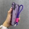 Applicable to iPhone17Promax four corners anti-drop electroplating transparent mobile phone case Apple 16 hand rope protective case