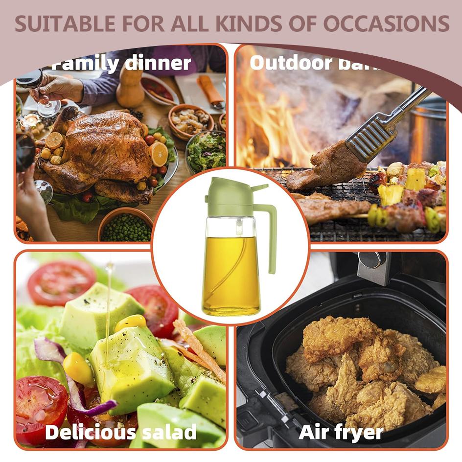 2in1 500ml Plastic Spray Oil Sprayer Bottle Spray Oil Dispenser Oil Jar Cruet BBQ Baking Roasting Picnic Kitchen Tools