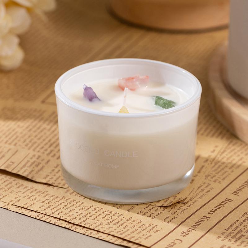 Colored Crystal Stone Aromatherapy Candles - Soy Wax Scented