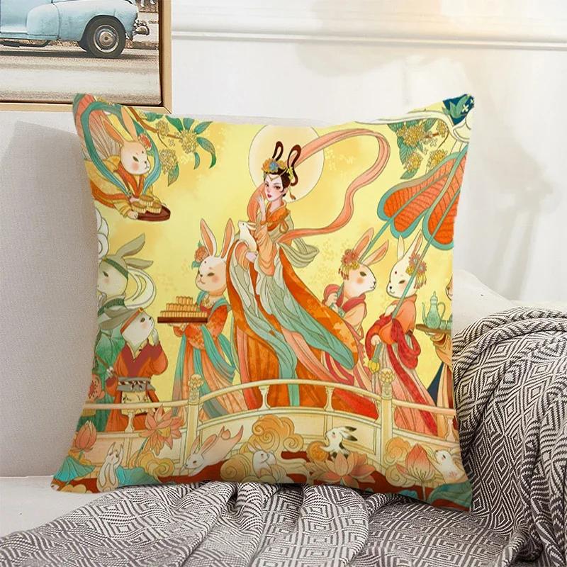 Decorative Sofa Cushion Cover 40x40 Chinese Style Landscape Pillowcase 50x50 Cushions Covers Car Decoration Pillow Home Decor
