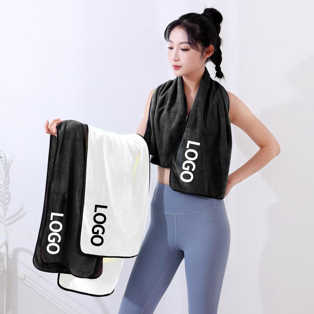European Hot Selling Microfiber Woven Fitness Towel 30*110 Quick-Drying Sweat-Absorbent Yoga Sports Towel with Embroidered Logo
