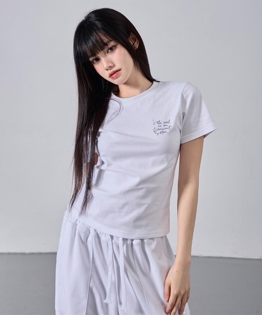 ALVINCLO [Women] Angel Wings Semi-Crop Short Sleeve T-Shirt Ast3703 (3 Colors)