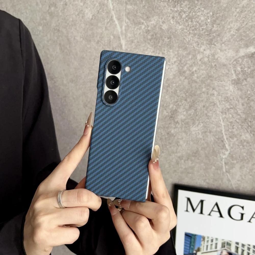 Ultra-thin Carbon Fibre Leather Phone Case for Samsung Galaxy Z Fold 7 6 5 4 3 Magsafe Wireless Charging Screen Shockproof Protect Cover