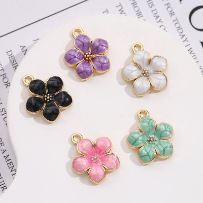 Alloy Dripping Cherry Blossom Five-Petal Diy Jewelry Accessories, Necklace Small Pendant, Hair Accessories, Bracelet Material