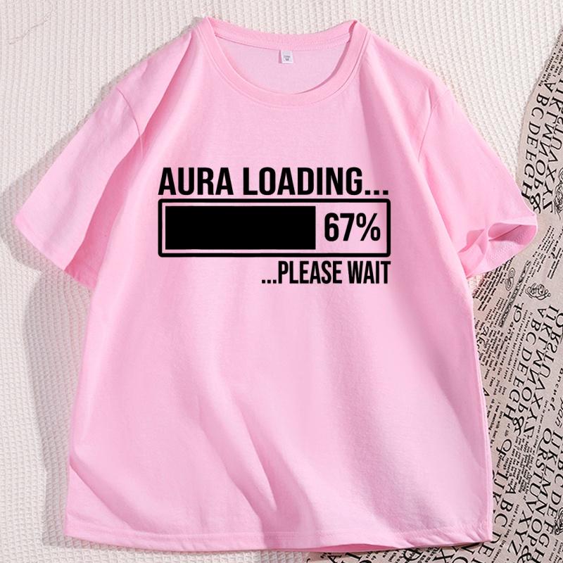 T Shirt Men Clothing 100 Cotton Aura Loading 67 Funny Six Seven Gen Alpha Meme TShirt Causal Funny Cotton Short Sleeve Tees