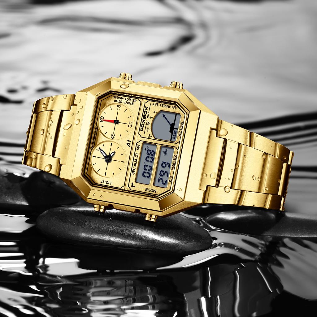 FOXBOX Electronic Rel Gio Mulher Electronic Night Glow Waterproof Watch Sports Men's Lightweight Square Classic Fashion