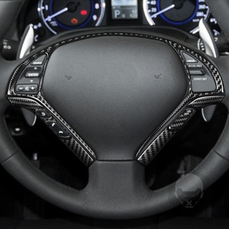 For Infiniti G35 G37 G25 Q60 2007-2015 Real Soft Carbon Fiber Stickers Steering Wheel Control Panel Car Accessories Decorative