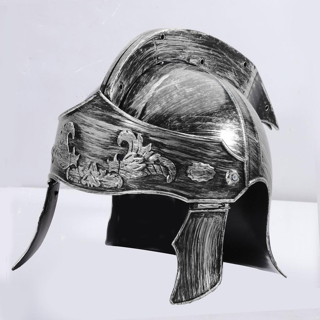 Plastic Spartan Gladiator Helmet for Men: Medieval Roman Warrior Knight Costume Headgear for Halloween Stage Performance