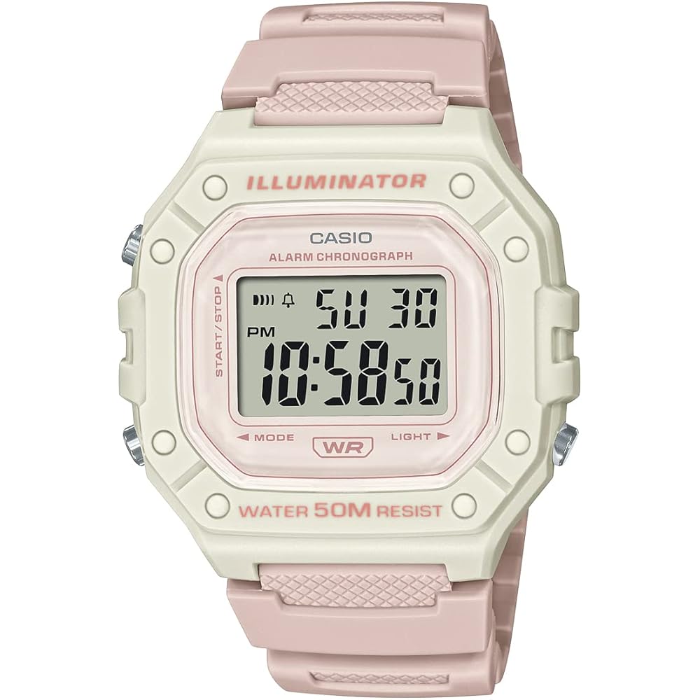 Casio Standard Digital Watch W-218HC-4A2V Pink Beige Unisex Lightweight Water Resistant