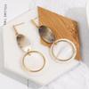 Women Geometric Long Oval Eardrop with Stylish Shell Ear Stud
