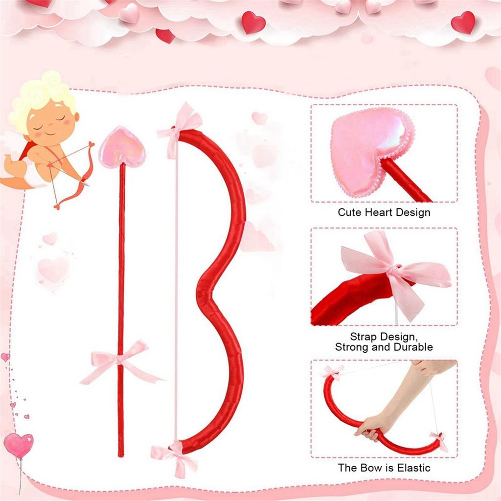 1/2pc Valentine's Day Cupid Bow Arrow Photo Prop Stage Performance Costume Accessory Cosplay Party Decor Supplies Photo Props