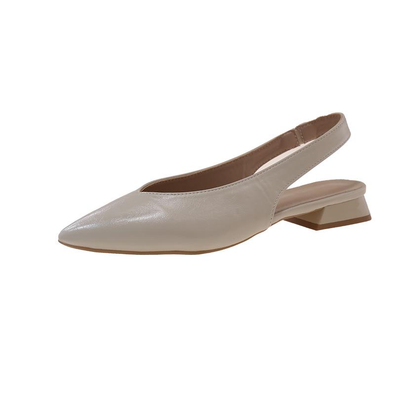 

Summer 2025 new French temperament fashion pointed head sandals fashion low heel rear low heel sandals 35