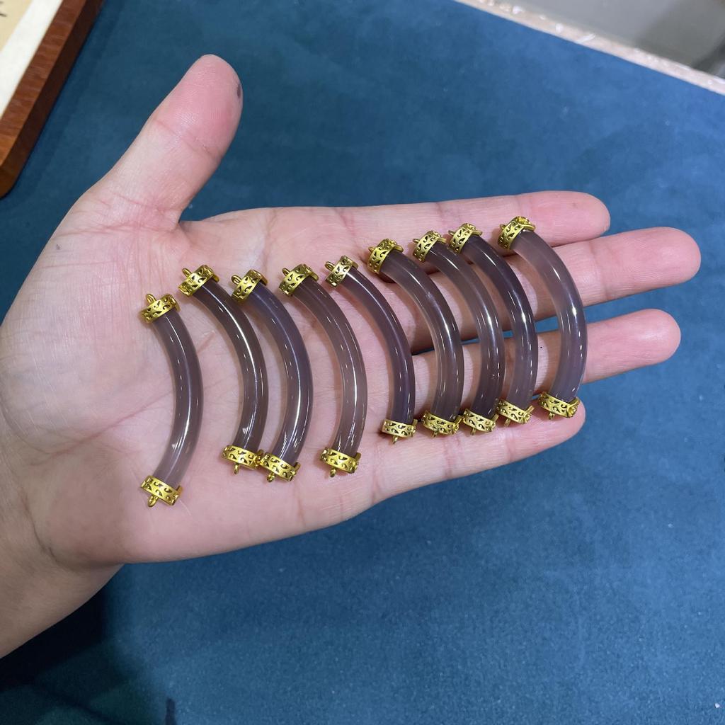 Elegant Agate Jade Half-Tube Bangle: Hand-Woven National Style Semi-Finished Bracelet