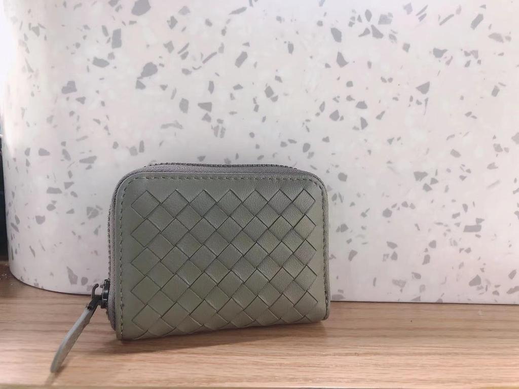 Všestranná kožená peněženka na karty s více sloty, dámská mincovka, tkaná peněženka na karty z ovčí kůže, držák na vizitky