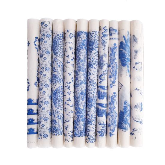 Keramik Abziehbild Einfache Bedienung Bequemes DIY Blau-Weiß Unterglasur Abziehbildpapier Keramikwerkzeug für Geschenk