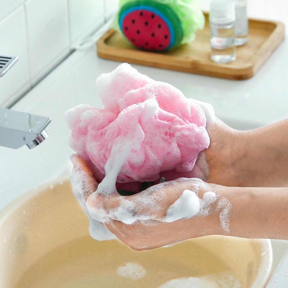 Colorful Fruit Shower Ball Mesh Cartoon Scrubber Ball Fruit Shape Bath Sponge  Body Skin Care