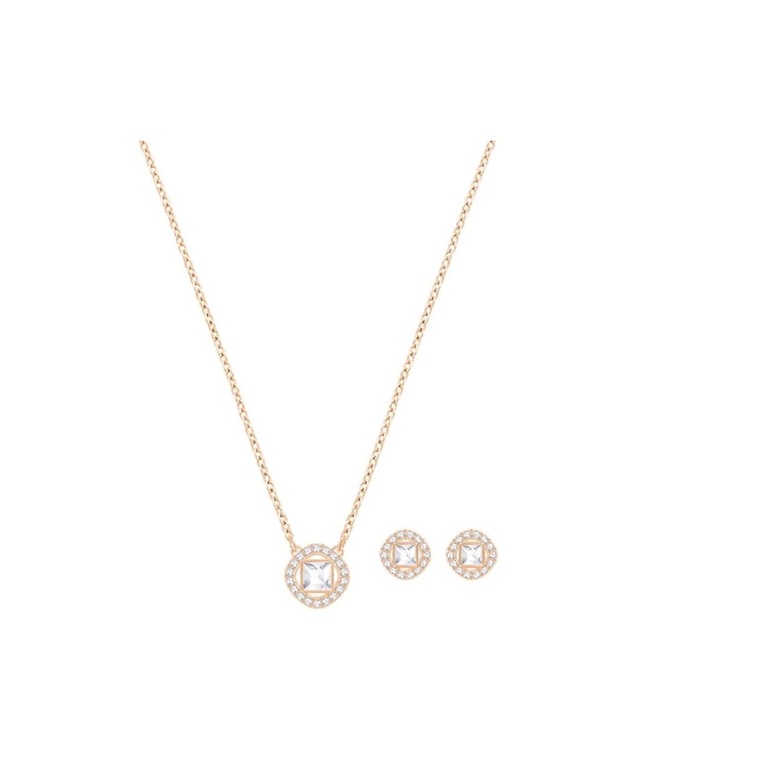 Swarovski Angelic Square Earring Set Necklace Women jewelry Metallic 5351306 Box (Random Color)