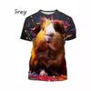 Süßes Hamster-Muster T-Shirt, 3D-bedrucktes kurzärmeliges T-Shirt für Herren und Damen, extra große Größe Hip-Hop T