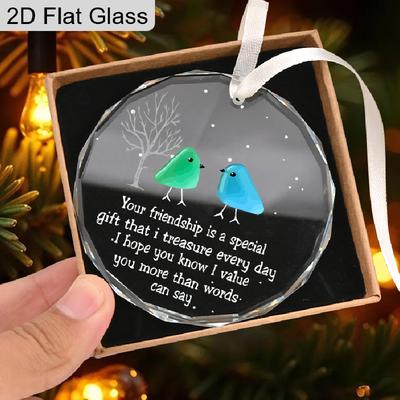 Friendship Transparent Glass Pendant, Best Friendship Souvenir, Ornament Gift for Besties, Navidad Keepsake, Holiday Party Decor, Friendship Gift