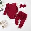 Toddler Kids Ruffle Romper Ruffle Pants + Headbands Outfits