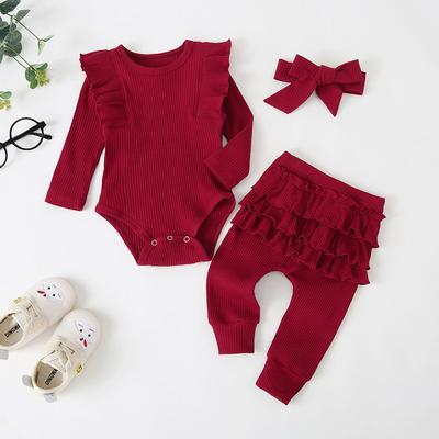 Toddler Kids Ruffle Romper Ruffle Pants + Headbands Outfits
